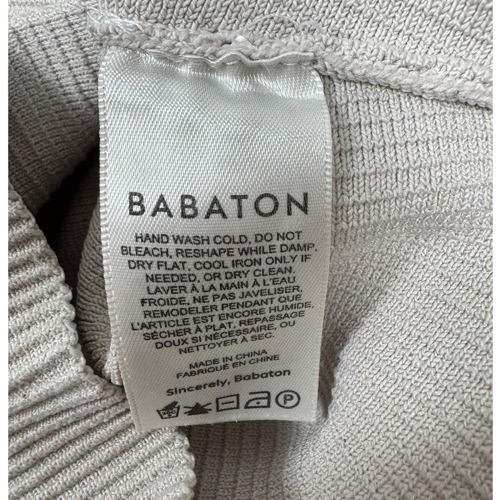 Babaton Ribbed Knit Muscle Tank Top Beige Crew Neck Sleeveless XS - Picture 4 of 5